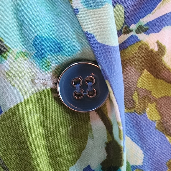 Roz & Ali Floral Blue Blazer | L | 3/4 Sleeve | - Picture 5 of 7